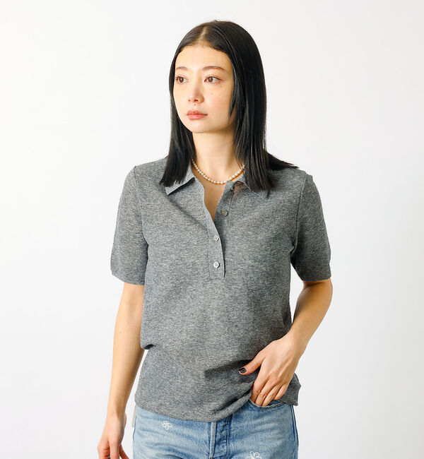 Rouge vif「【MICA&DEAL/マイカアンドディール】sheer knit polo sh」|シャツ・ブラウス|