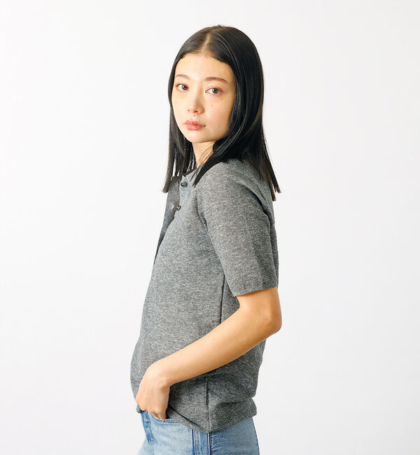 Rouge vif「【MICA&DEAL/マイカアンドディール】sheer knit polo sh」|シャツ・ブラウス|