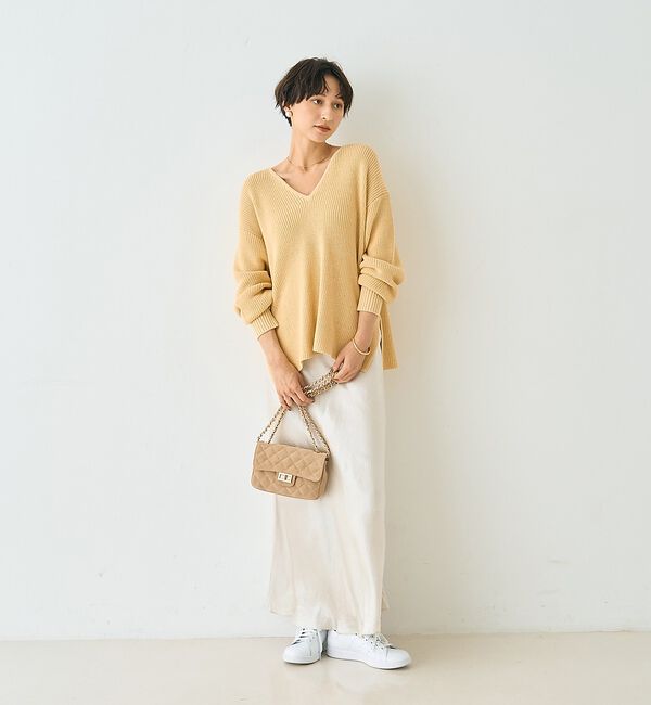 Rouge vif「片畦ハートVネックコットンプルオーバーニット【予約】」|ニット・セーター|