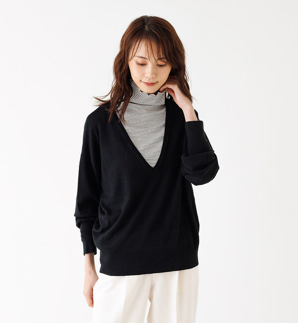 abahouse mavie「レーヨンアクリル深Vネックアンサンブル」|ニット・セーター|ブラック系その他1