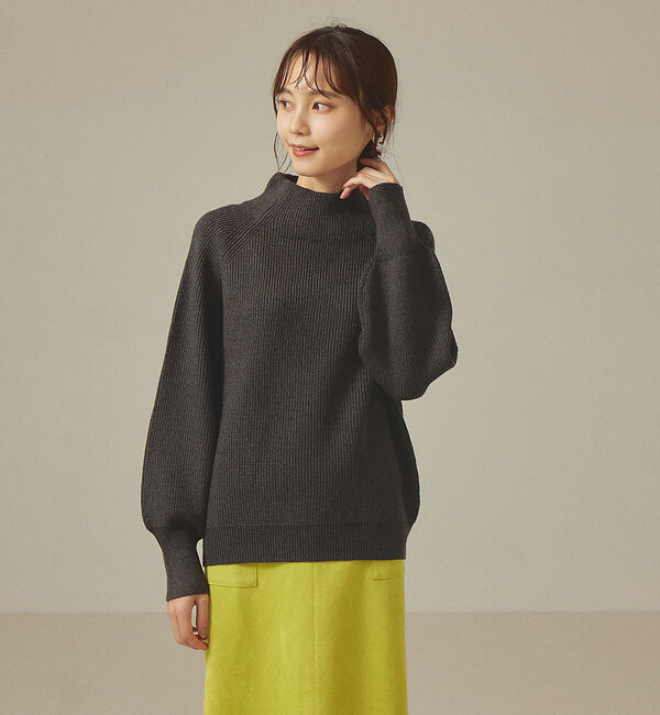 abahouse mavie「モックネックプルオーバー」|ニット・セーター|チャコールグレー