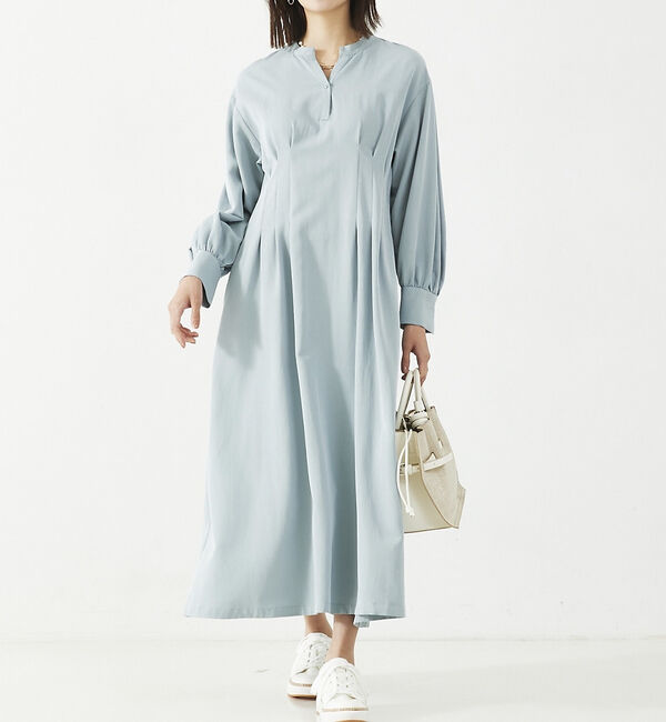 abahouse mavie「【大人のいちまんワンピ】ウエストタックワンピース」|ワンピース|ブルーグレー