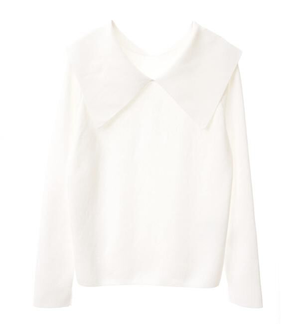 TIARA「ビッグカラーコンパクトニット」|ニット・セーター|ホワイト