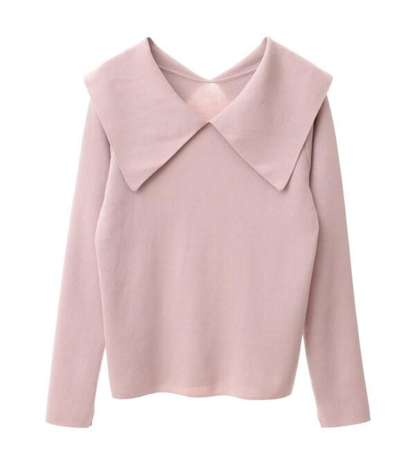 TIARA「ビッグカラーコンパクトニット」|ニット・セーター|ピンク