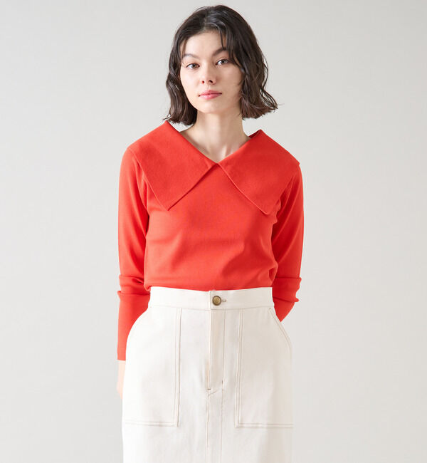 TIARA「ビッグカラーコンパクトニット」|ニット・セーター|レッド