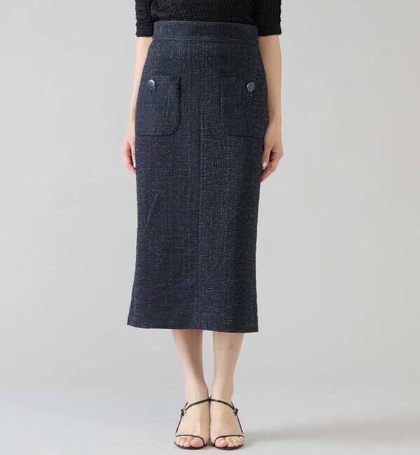 TIARA「ボタン付ツイーディスカート」|スカート|ネイビー