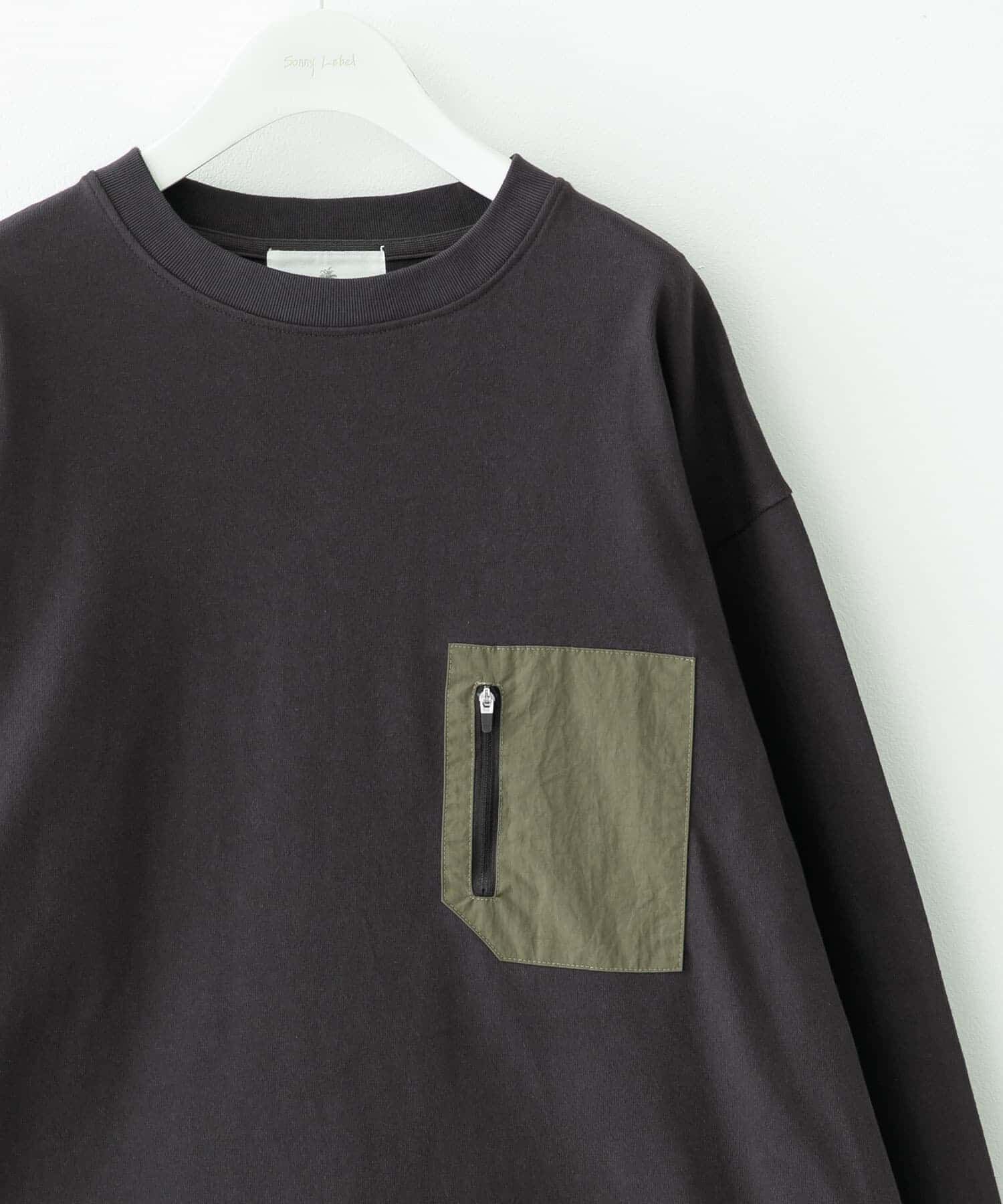 Sonny Label 「ヘビーウェイトナイロン布帛ポケットロングスリーブTシャツ」|Tシャツ・カットソー|チャコールグレー