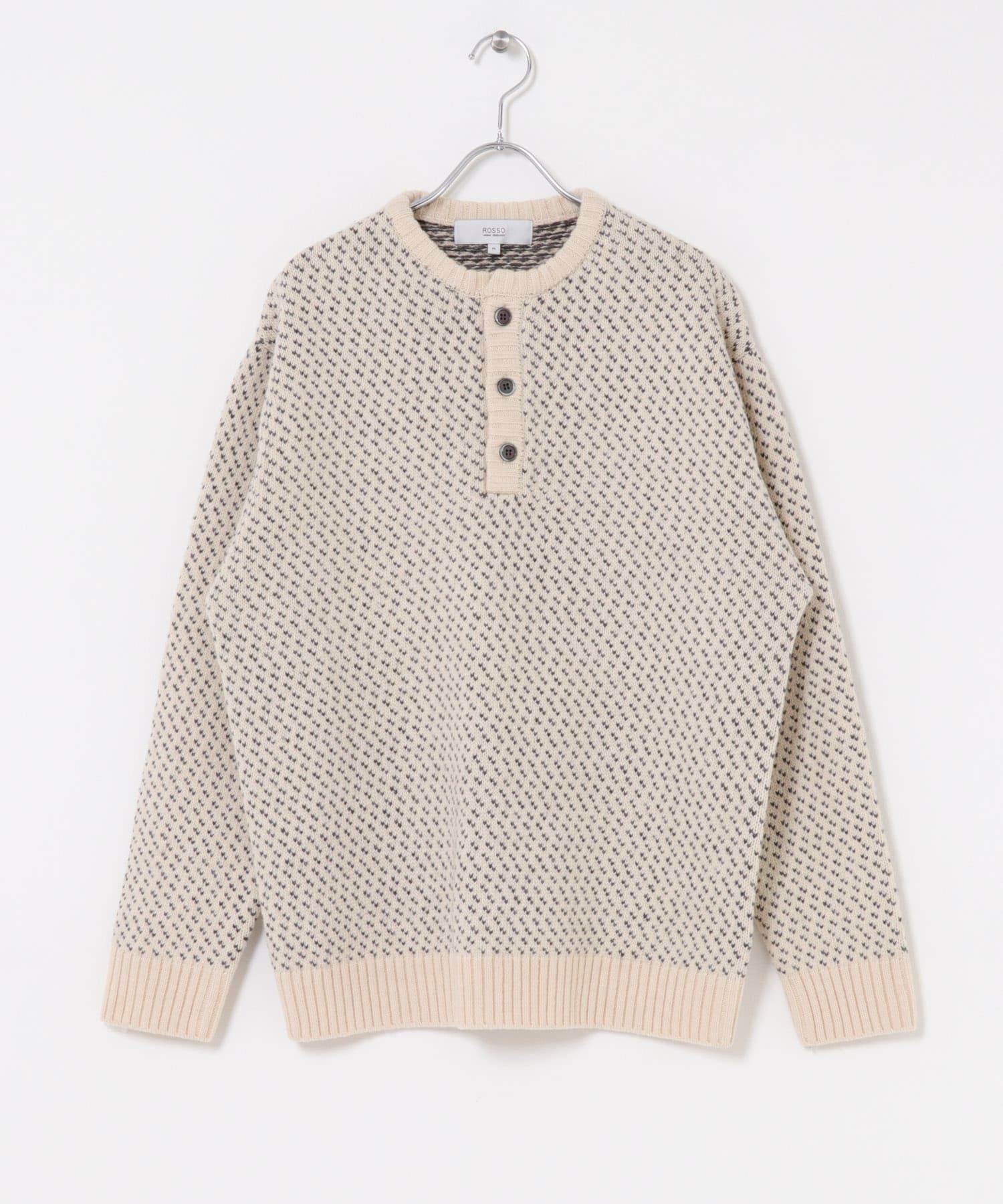 URBAN RESEARCH ROSSO「『XLサイズあり』バーズアイ柄ヘンリーネックニット」|ニット・セーター|