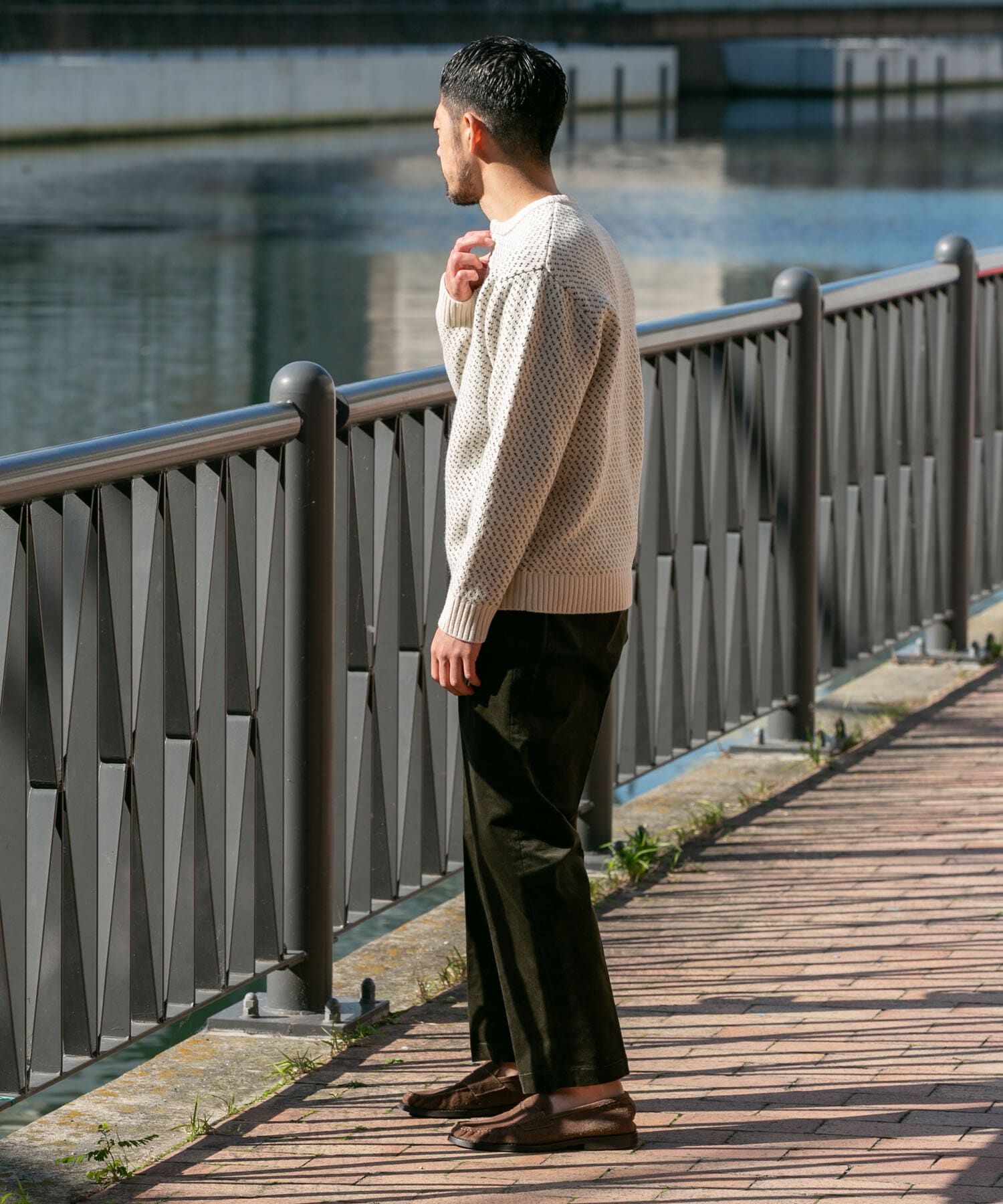 URBAN RESEARCH ROSSO「『XLサイズあり』バーズアイ柄ヘンリーネックニット」|ニット・セーター|