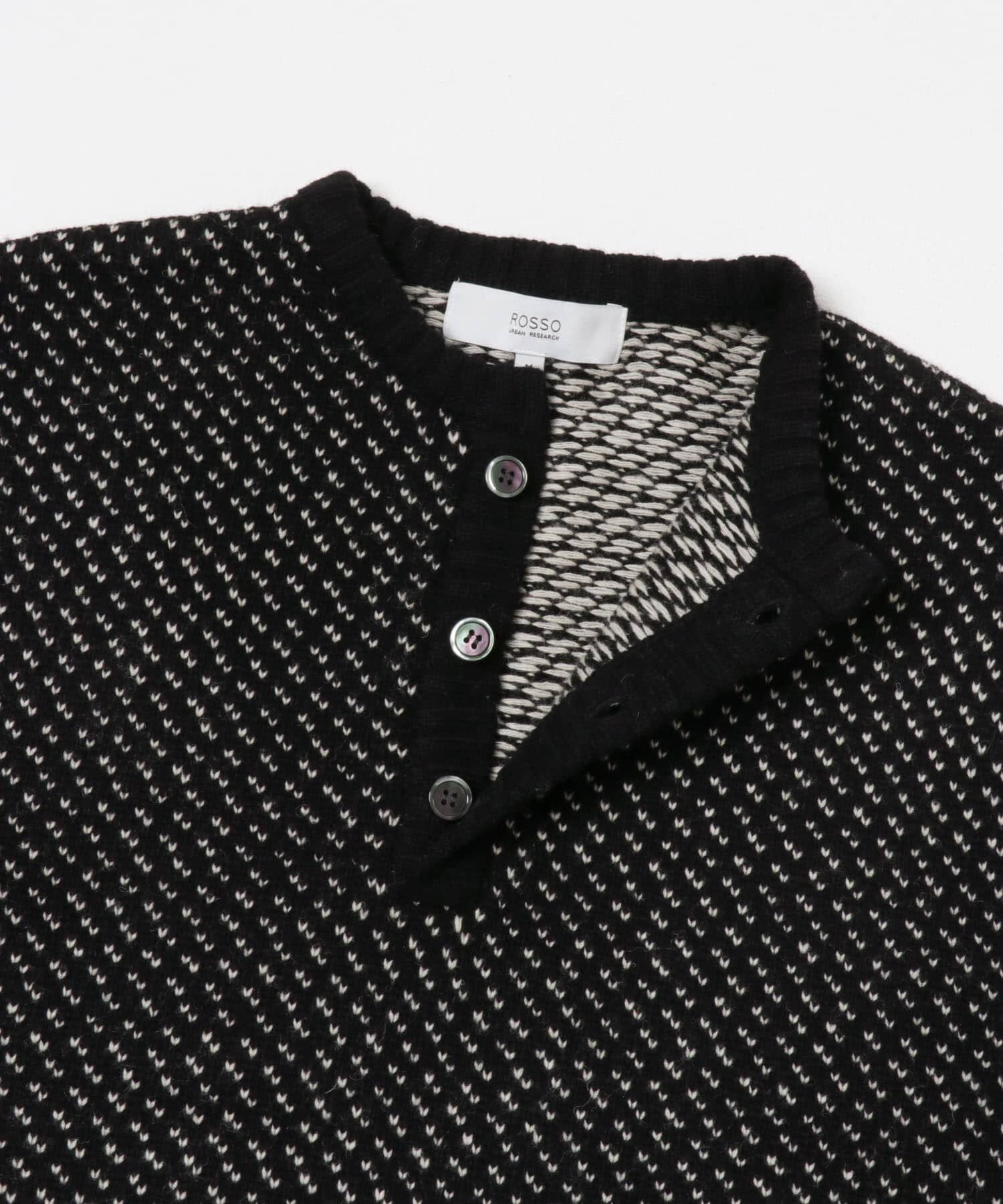 URBAN RESEARCH ROSSO「『XLサイズあり』バーズアイ柄ヘンリーネックニット」|ニット・セーター|