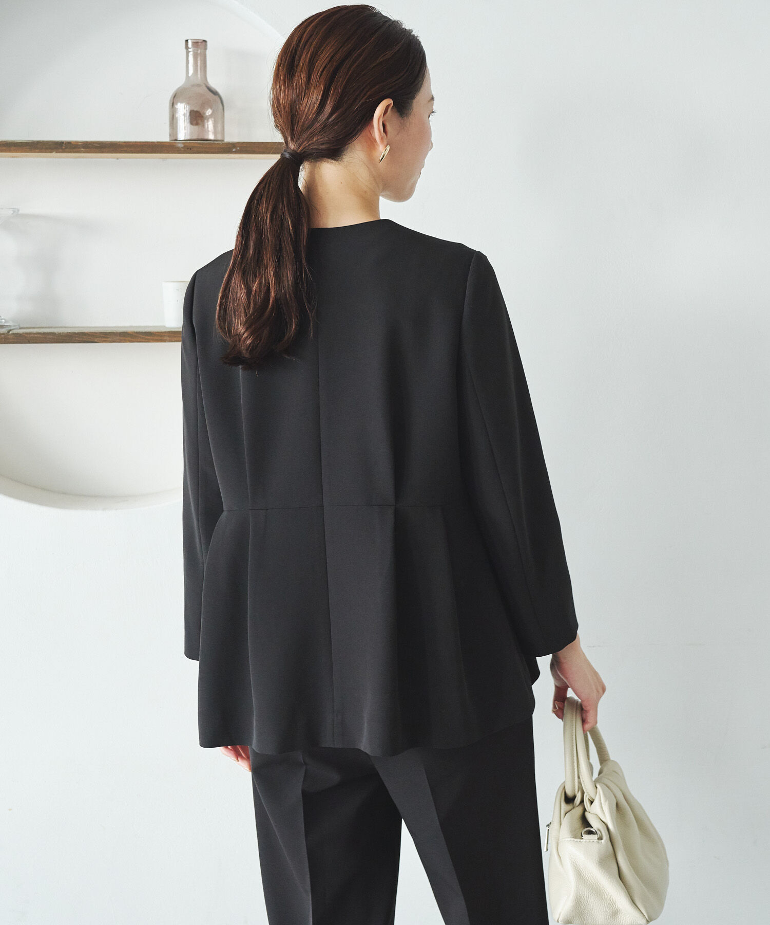 URBAN RESEARCH「ノーカラーペプラムジャケット」|ノーカラージャケット|