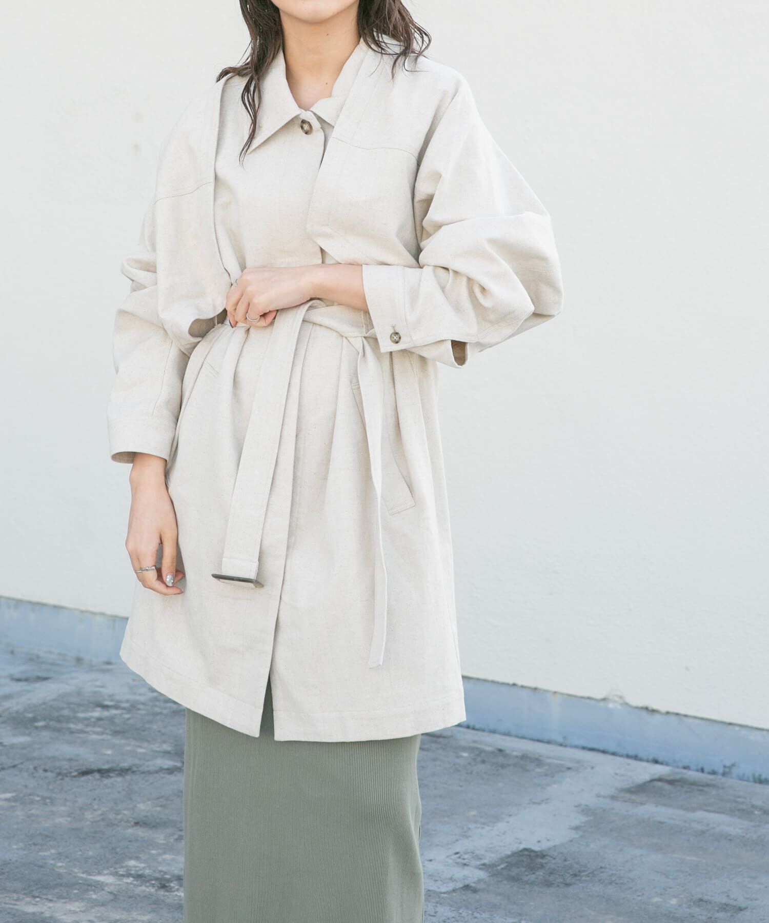  「3WAYミドルコート」|ノーカラーコート|ナチュラル