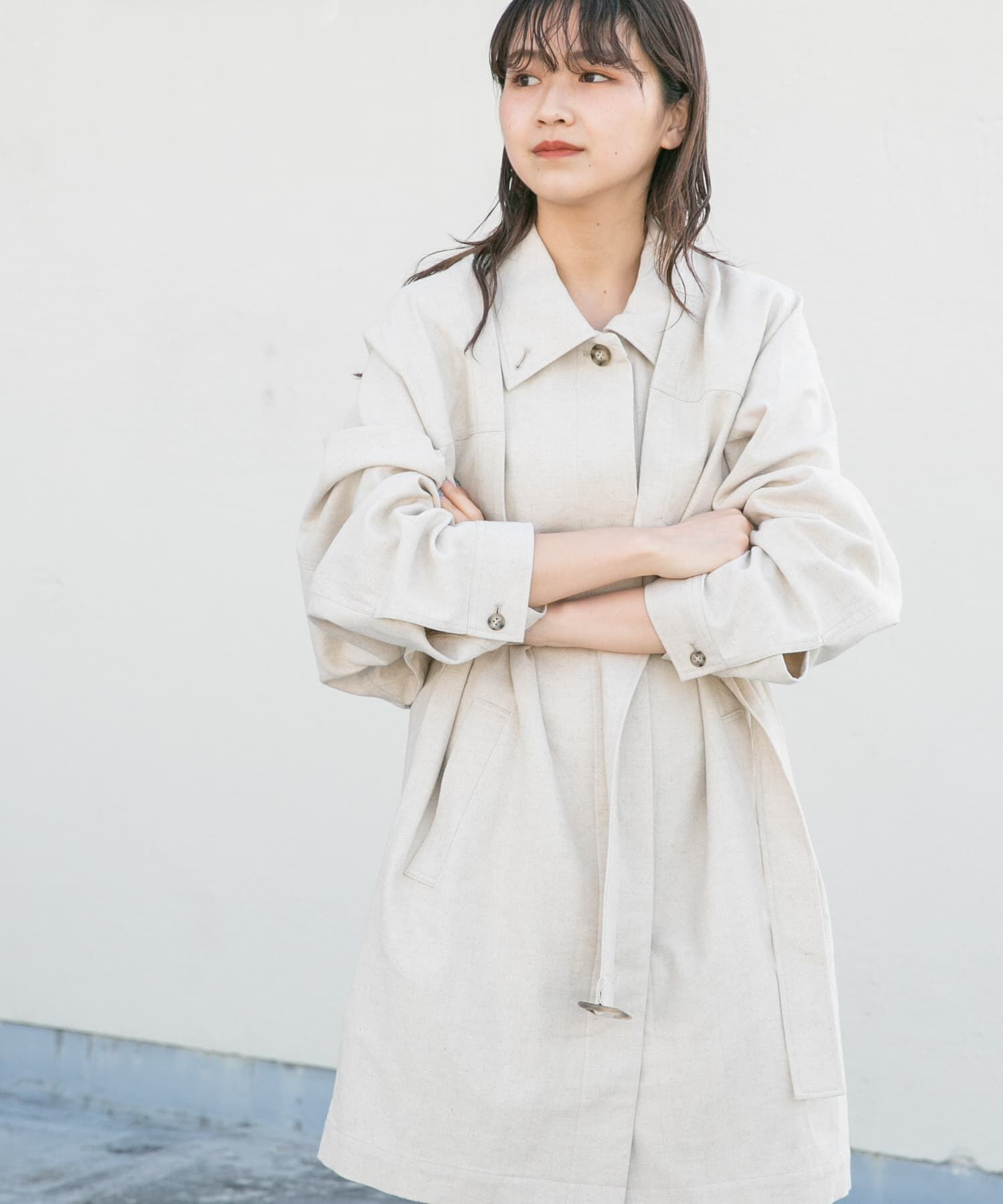  「3WAYミドルコート」|ノーカラーコート|