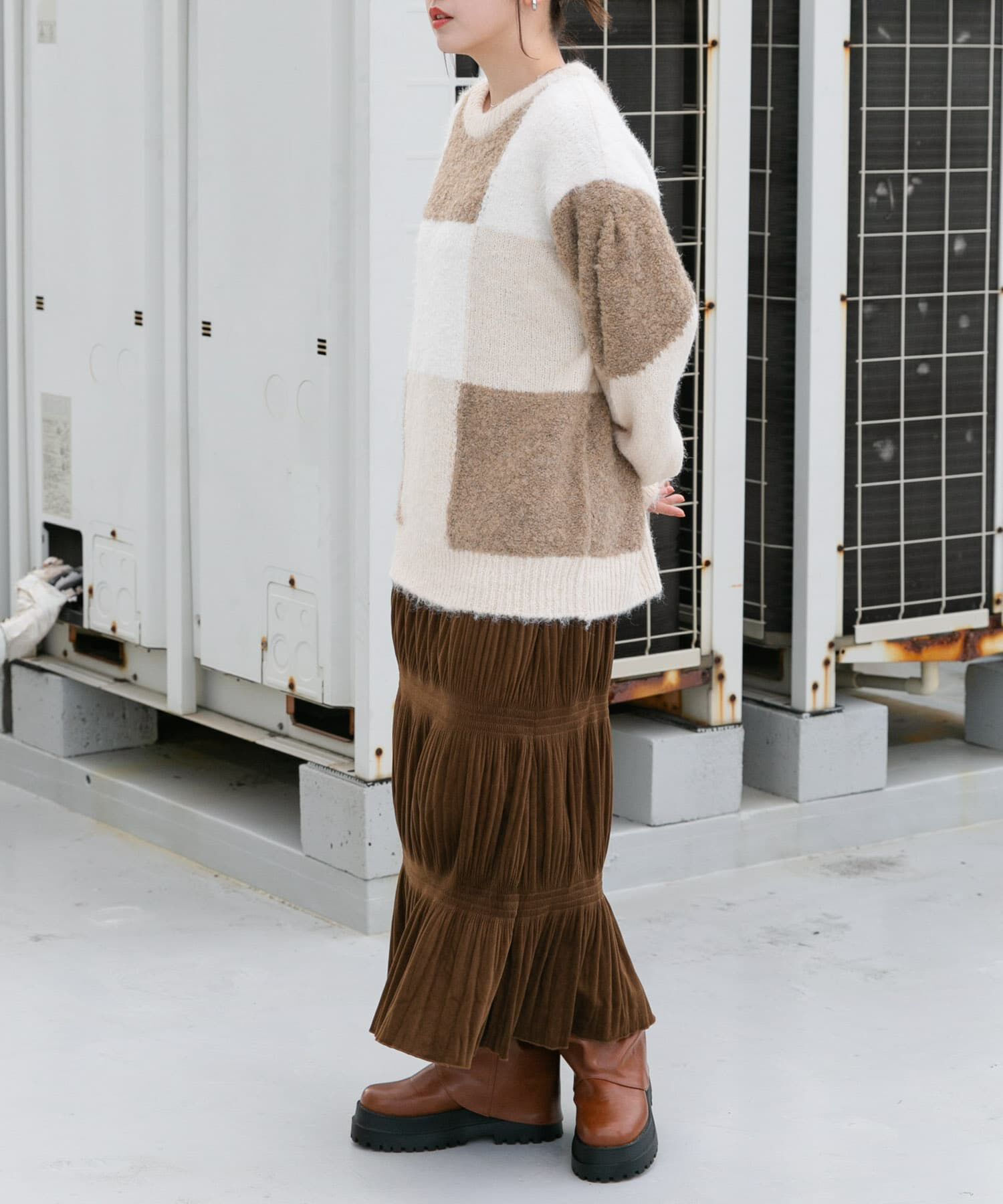  「ブロックチェックニット」|ニット・セーター|