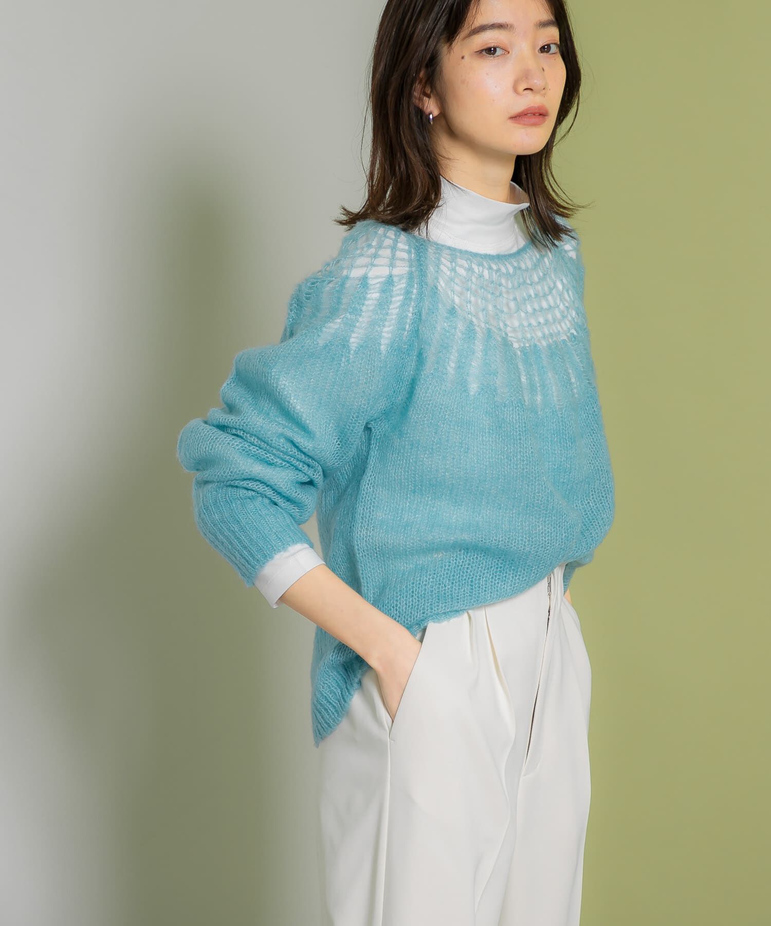  「メッシュネックニット」|ニット・セーター|