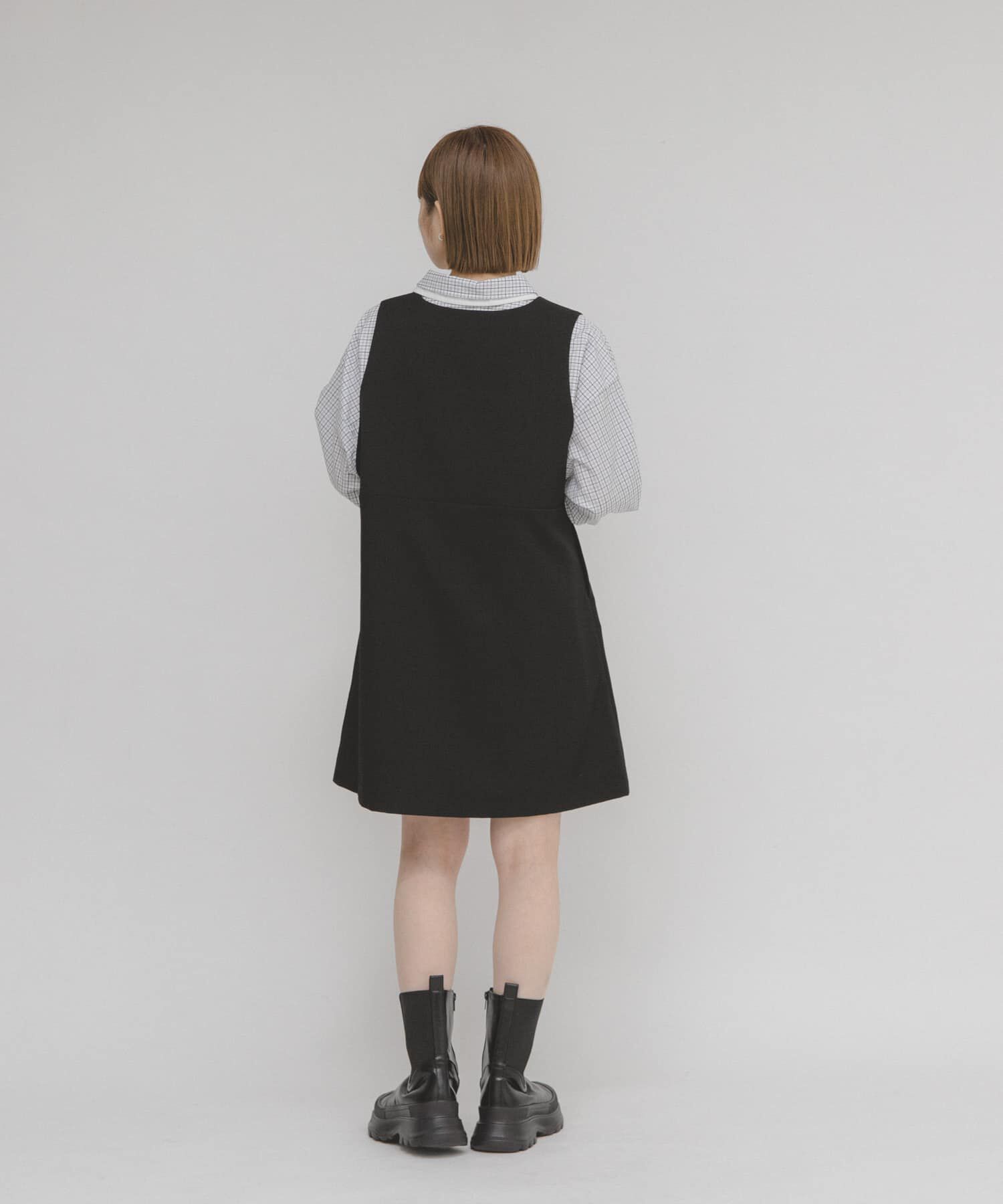  「Aラインミニジャンパースカート」|ワンピース|