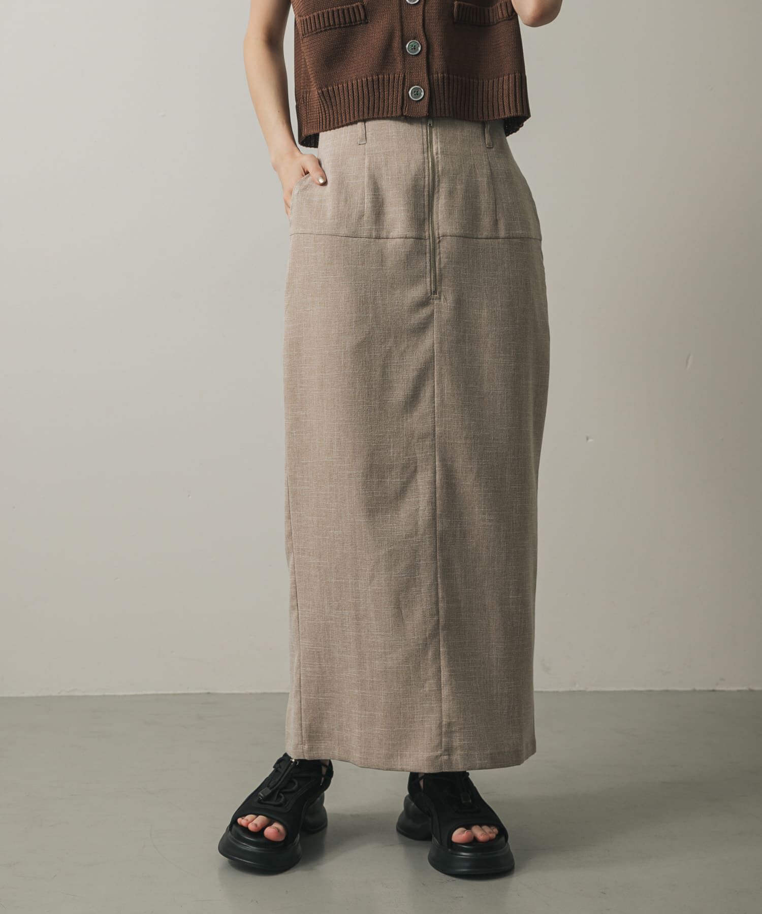SENSE OF PLACE by URBAN RESEARCH「ツイードジップアイラインスカート」|スカート|ベージュ