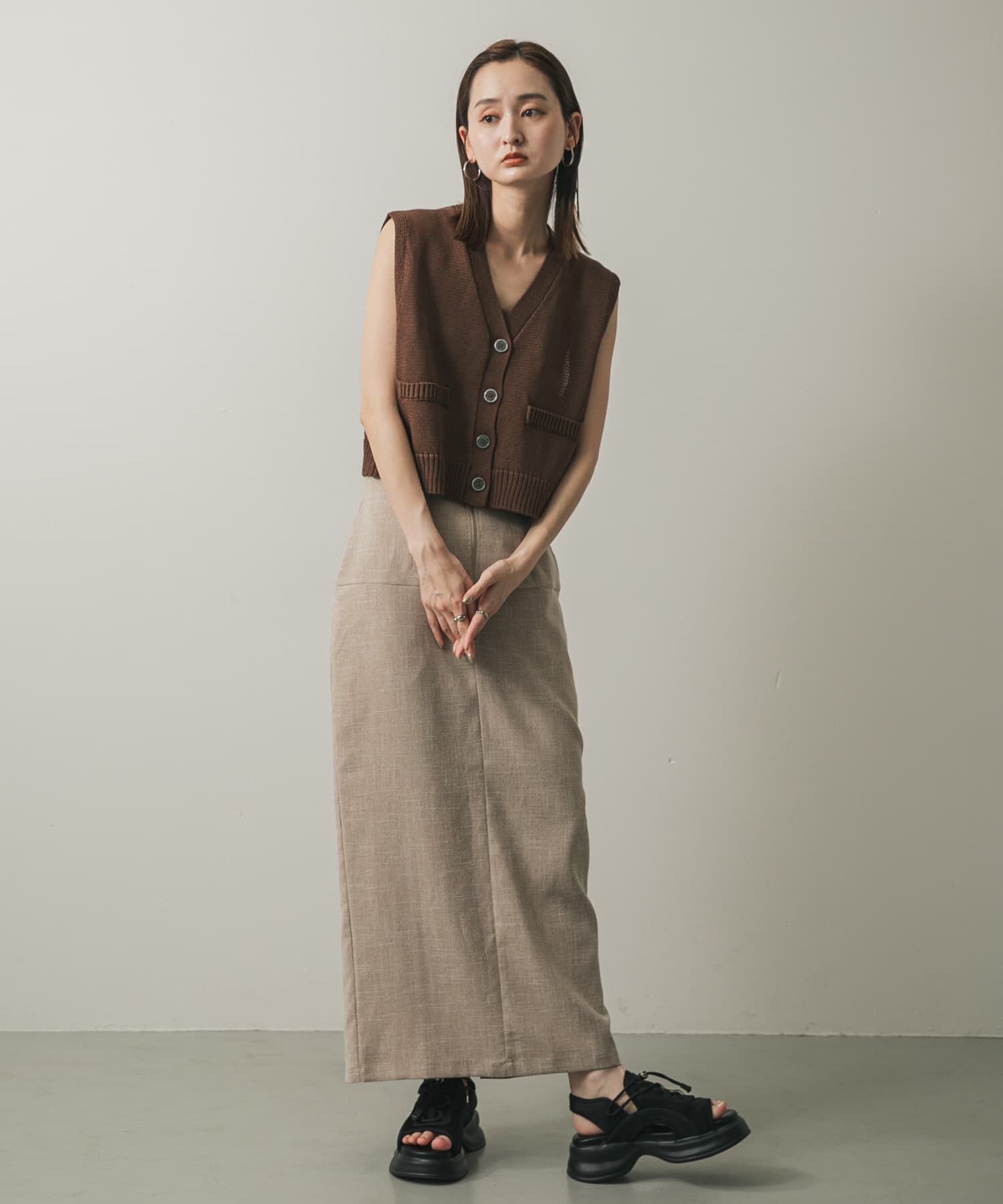 SENSE OF PLACE by URBAN RESEARCH「ツイードジップアイラインスカート」|スカート|