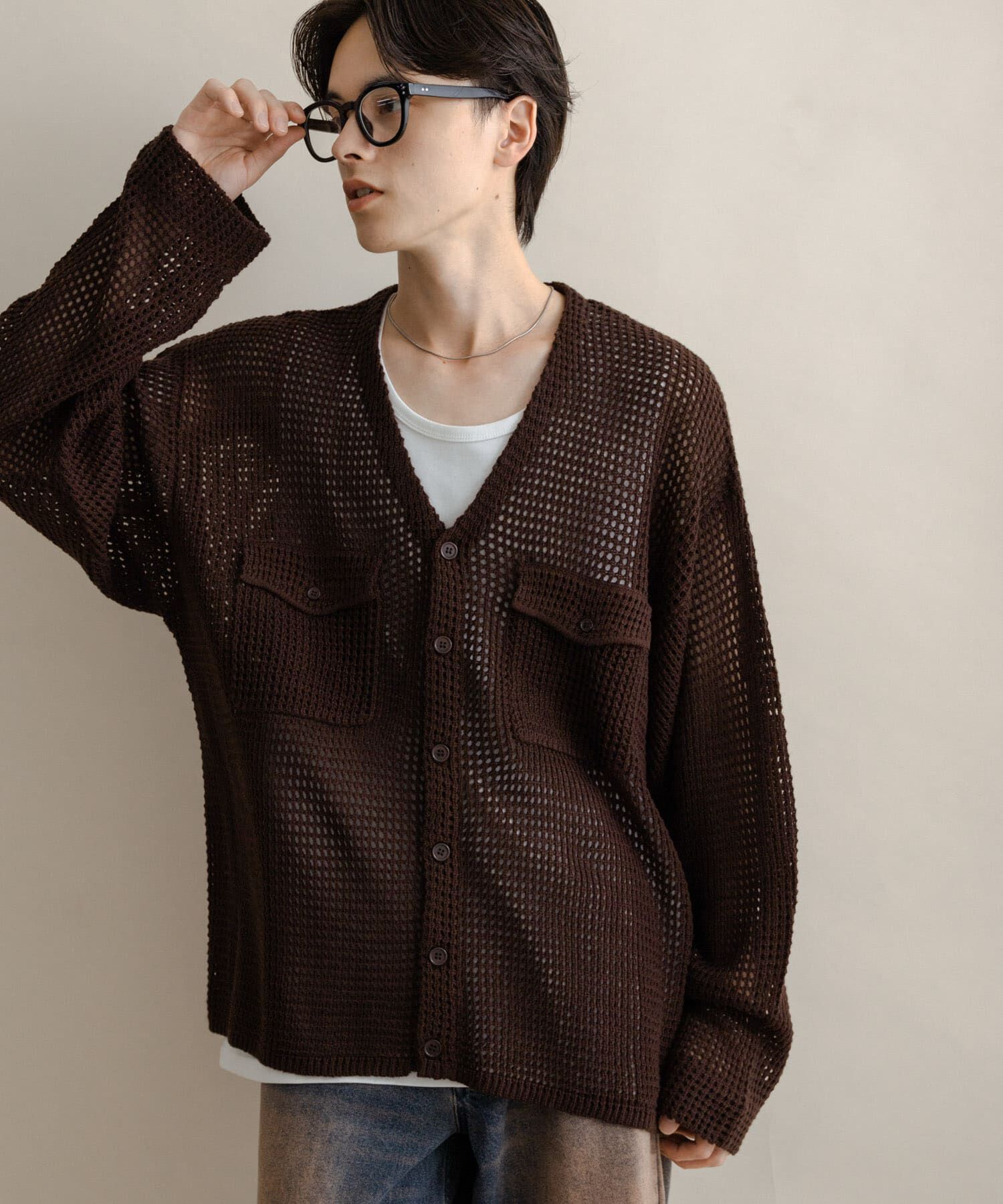 SENSE OF PLACE by URBAN RESEARCH「WポケットVネックニットカーディガン」|カーディガン|ブラウン
