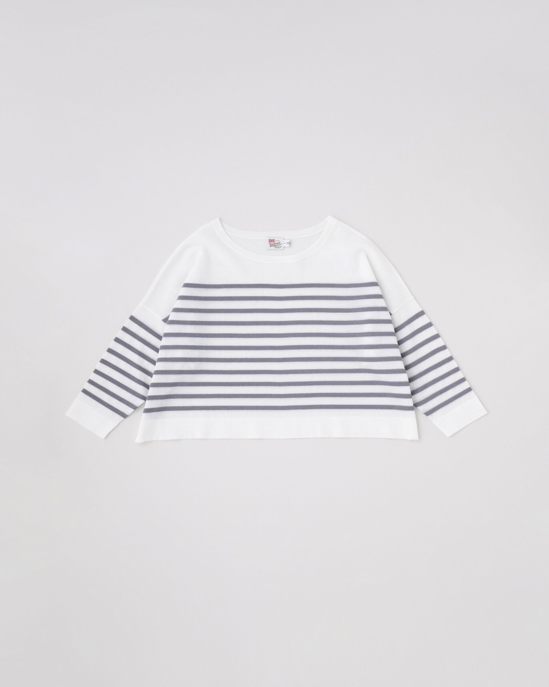 Traditional Weatherwear「LYNE KNIT SHEER」|ニット・セーター|ﾎﾜｲﾄ&times;ｸﾞﾚｰ