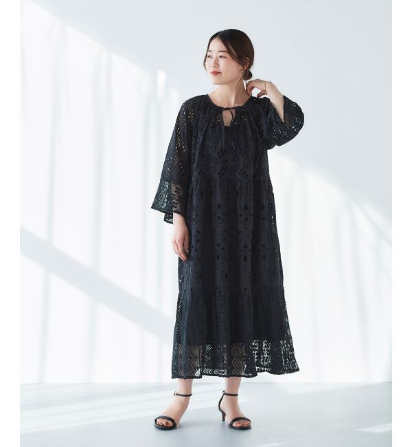 le.coeur blanc「《手洗い可能》Fanaka ミックスレースワンピース」|ワンピース|