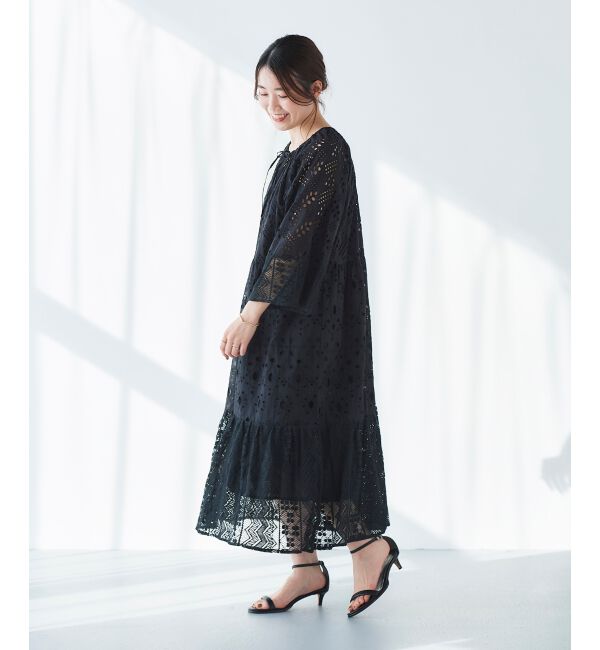 le.coeur blanc「《手洗い可能》Fanaka ミックスレースワンピース」|ワンピース|