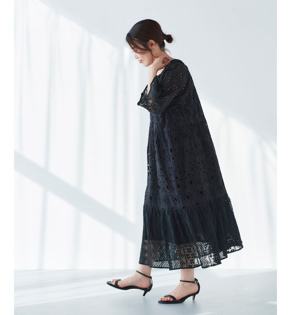 le.coeur blanc「《手洗い可能》Fanaka ミックスレースワンピース」|ワンピース|
