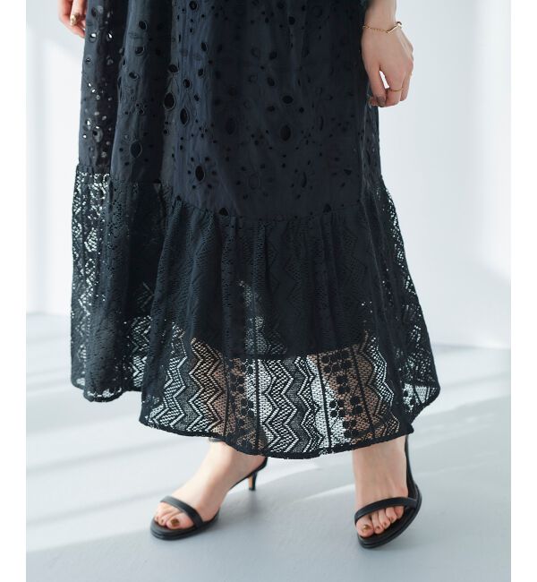 le.coeur blanc「《手洗い可能》Fanaka ミックスレースワンピース」|ワンピース|