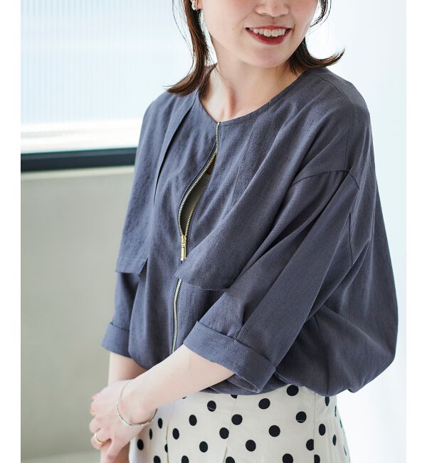  「《手洗い可能》リネンライクライトブルゾン」|ブルゾン・スタジャン|