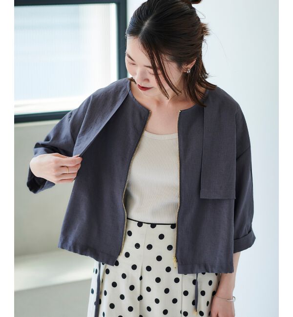  「《手洗い可能》リネンライクライトブルゾン」|ブルゾン・スタジャン|