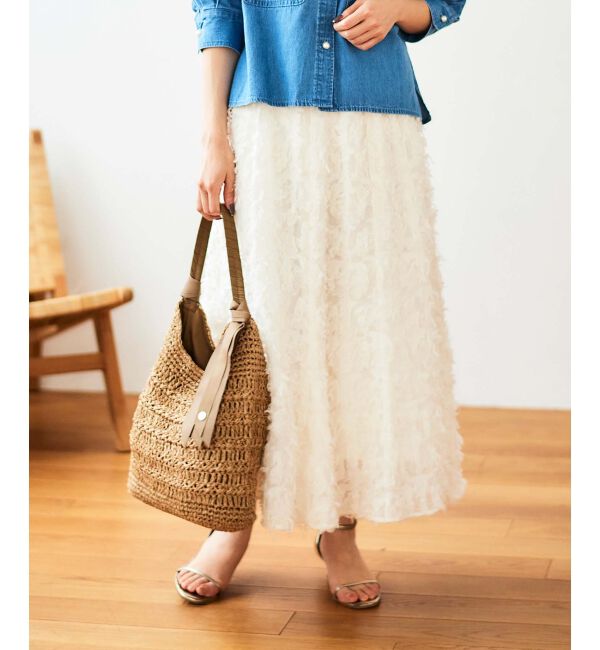  「グログランテープ柄編みペーパーバッグ」|かごバッグ|