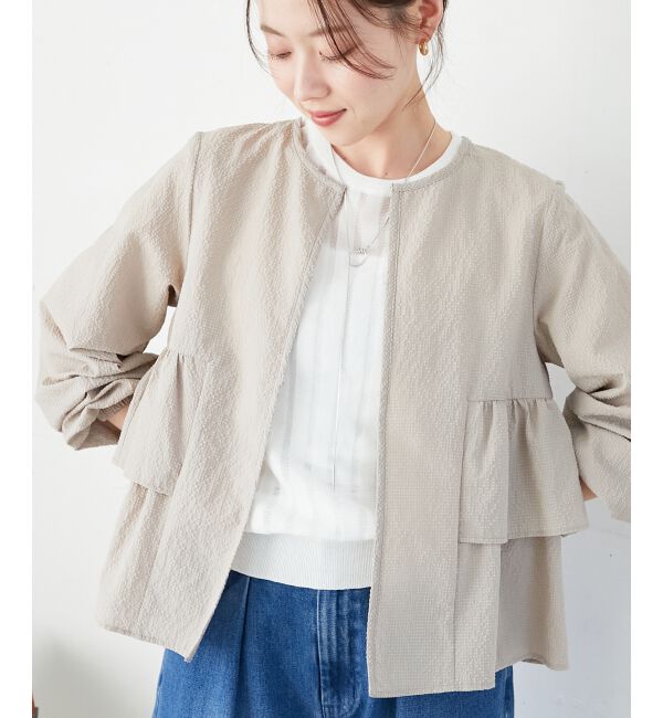  「《大人気マストアイテム！》カラミタンブラーフリルブルゾン」|ブルゾン・スタジャン|