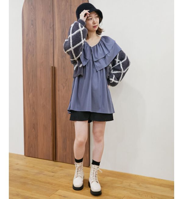 MAJESTICLEGON「ビッグフリルカラーチュニックブラウス」|シャツ・ブラウス|