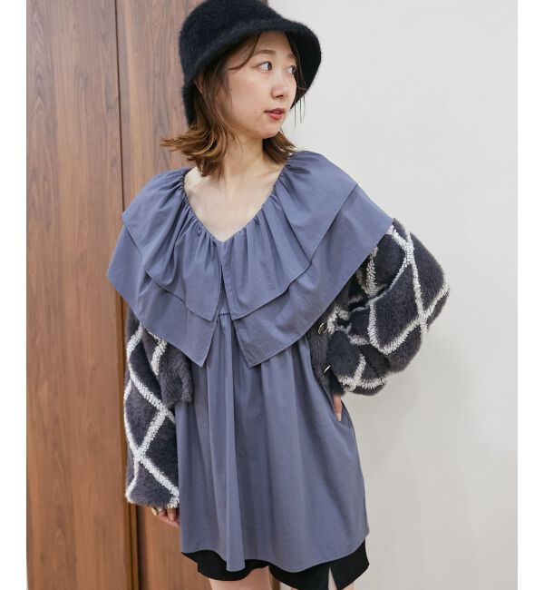 MAJESTICLEGON「ビッグフリルカラーチュニックブラウス」|シャツ・ブラウス|