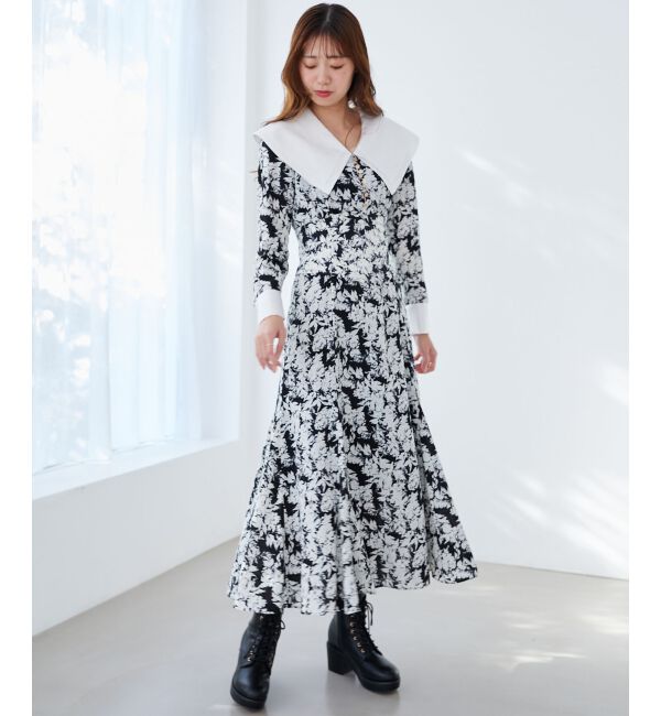 MAJESTICLEGON「ビッグカラー花柄ワンピース」|ワンピース|