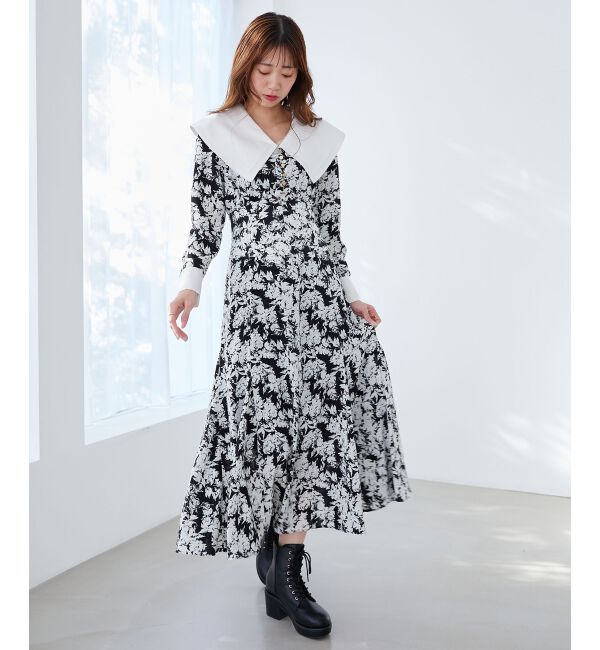 MAJESTICLEGON「ビッグカラー花柄ワンピース」|ワンピース|