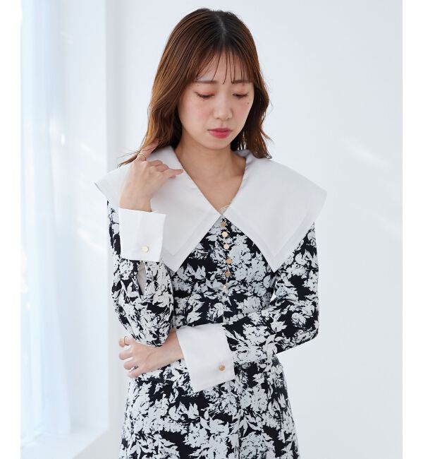 MAJESTICLEGON「ビッグカラー花柄ワンピース」|ワンピース|