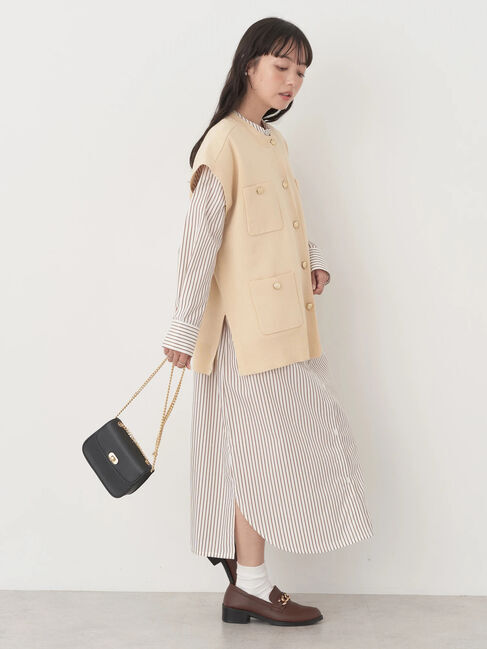 earth music&ecology「金ボタンニットベスト」|ベスト・ジレ|