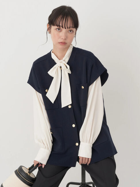 earth music&ecology「金ボタンニットベスト」|ベスト・ジレ|