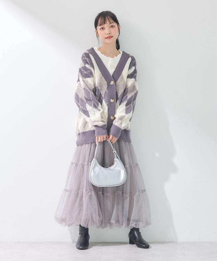 earth music&ecology「ループ編みアーガイルカーディガン」|カーディガン|