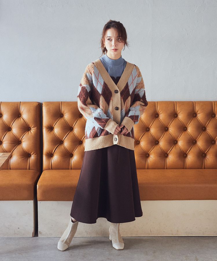 earth music&ecology「ループ編みアーガイルカーディガン」|カーディガン|