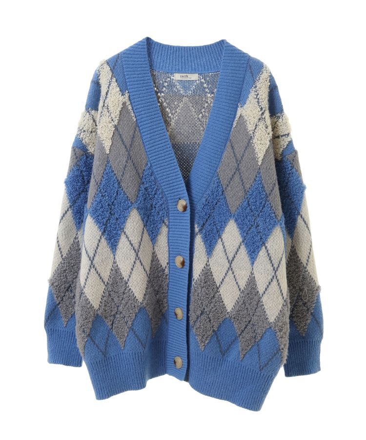 earth music&ecology「ループ編みアーガイルカーディガン」|カーディガン|