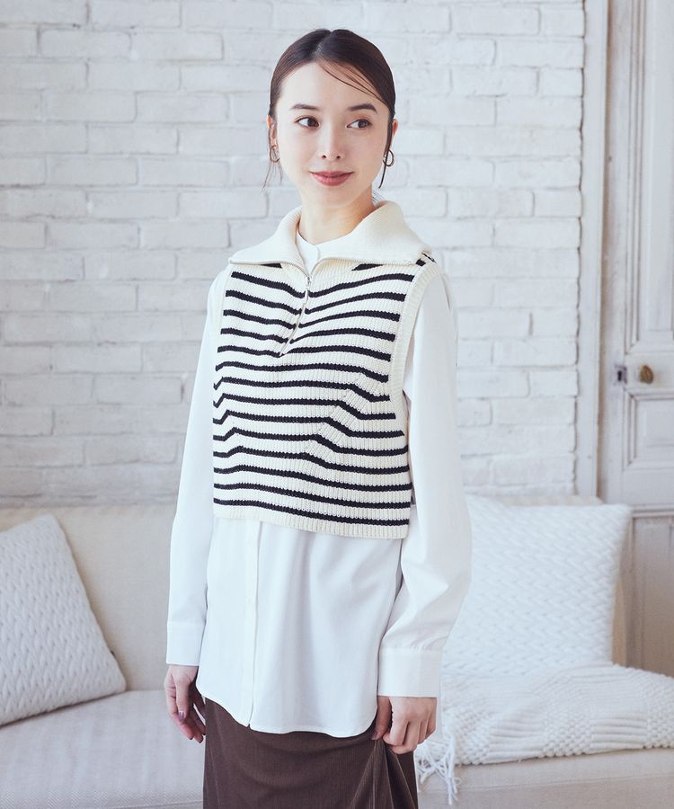 earth music&ecology「SET　Zipニットベスト+ブラウス」|ベスト・ジレ|