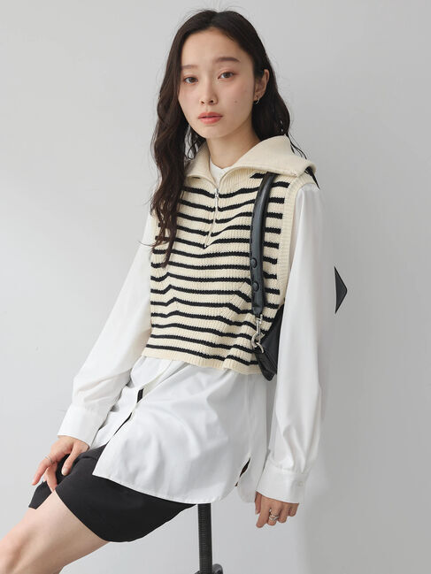 earth music&ecology「SET　Zipニットベスト+ブラウス」|ベスト・ジレ|