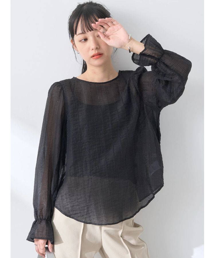 earth music&ecology「キャンディースリーブシアーブラウス」|シャツ・ブラウス|Black