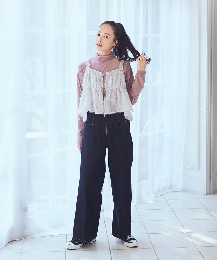 earth music&ecology「フロントジップデニムパンツ」|デニム|