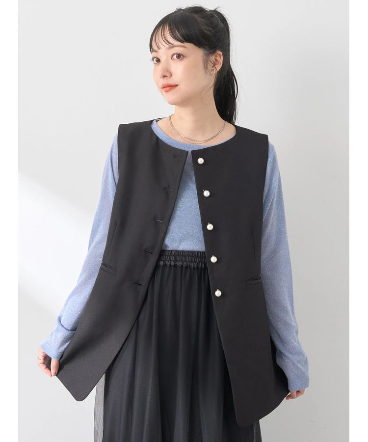 earth music&ecology「パールボタンジレ」|ベスト・ジレ|