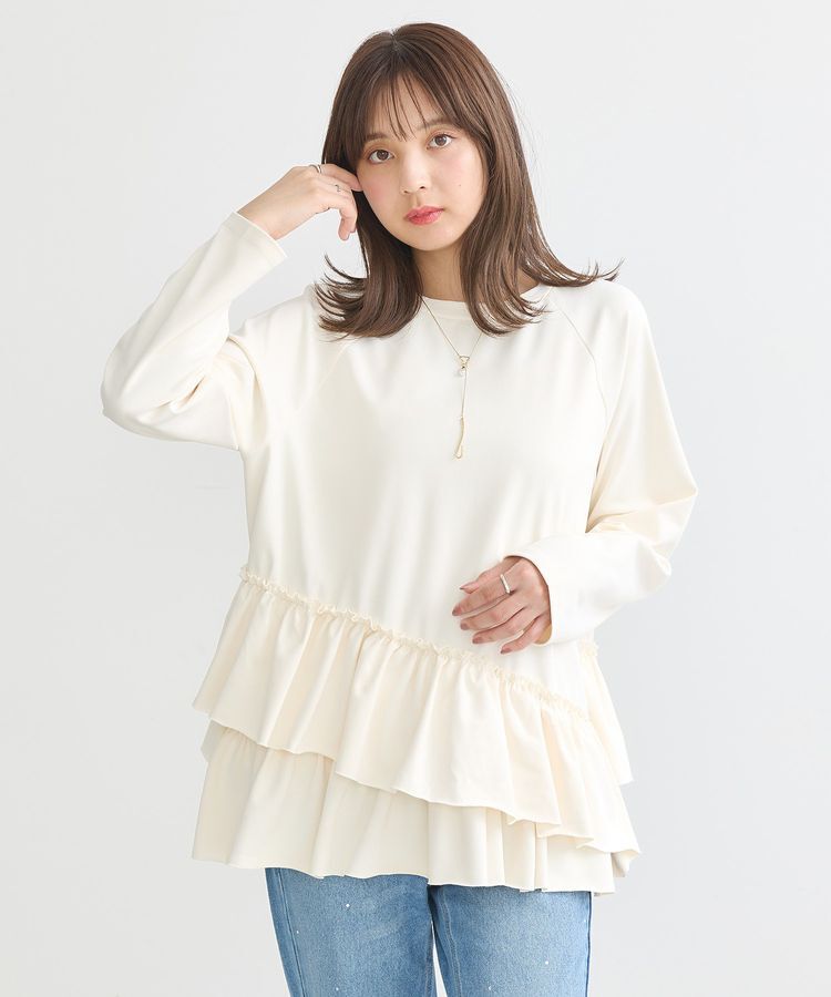 earth music&ecology「フリルヘムプルオーバー」|Tシャツ・カットソー|Ivory