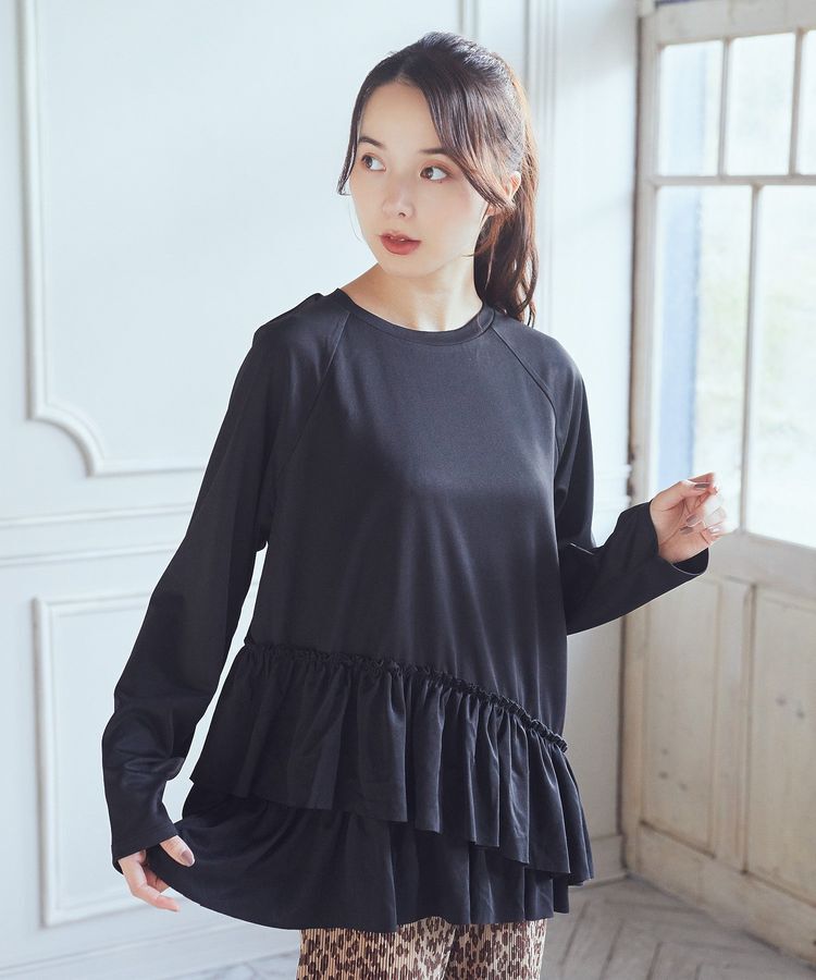 earth music&ecology「フリルヘムプルオーバー」|Tシャツ・カットソー|Black