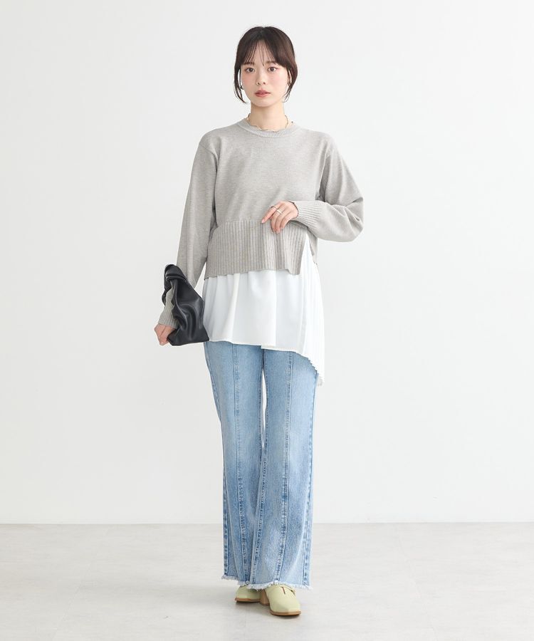 earth music&ecology「アシンメトリープリーツドッキングプルオーバー」|チュニック|